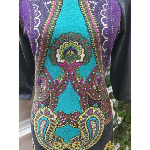 Charming Charlie Womens Multicolor Polyester Round Neck Knee Length Dress Size L - Picture 3 of 11